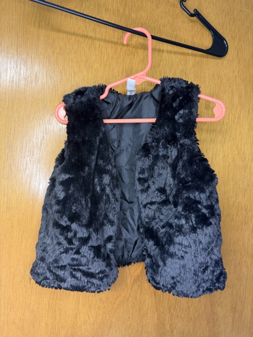 Girls size 2T black faux fur vest